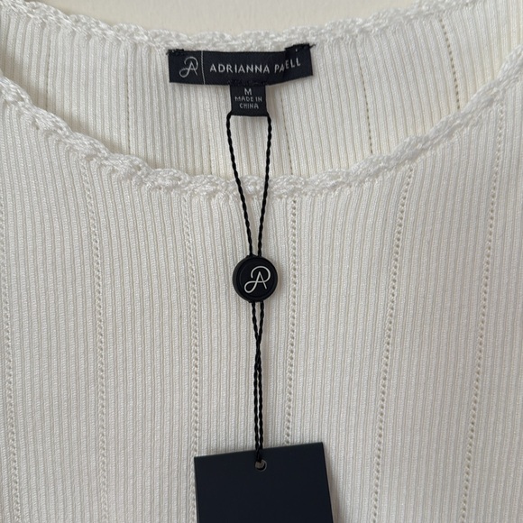 Adrianna Papell White Ribbed Knit Top - Picture 2 of 5